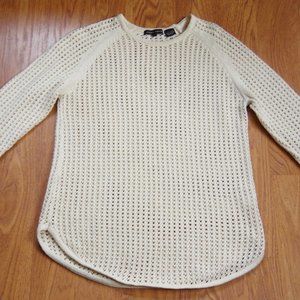 Cream 100% Cotton Jeanne Pierre Open knit 3/4 Sleeve Sweater Women's S
